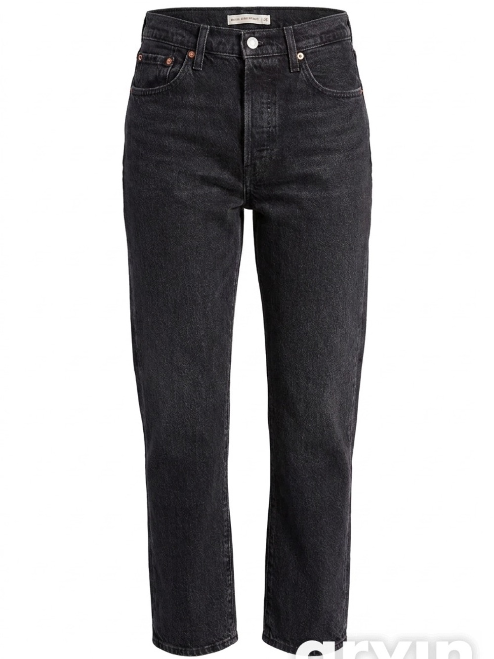 High-Rise Straight Leg Jeans in Black